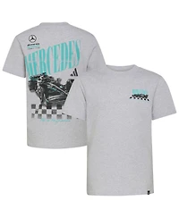 Adidas Big Boys and Girls Heather Gray Mercedes-amg Petronas F1 Team All Performance Graphic T-Shirt