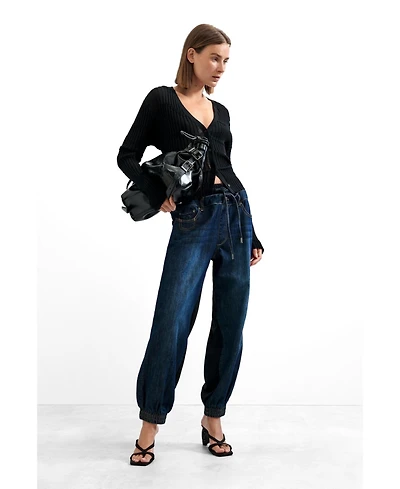 Desigual Women's High-Waisted Cotton-Blend Denim Joggers