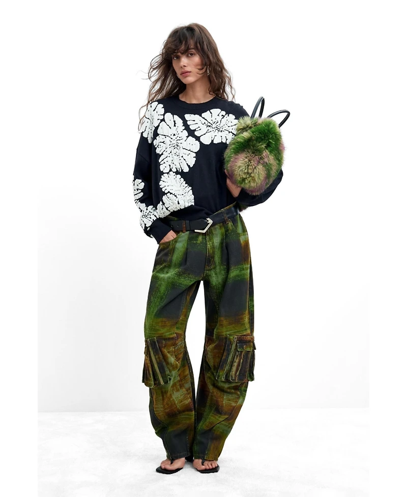 Desigual Women's M. C. Lacroix Jacquard Floral Sweater