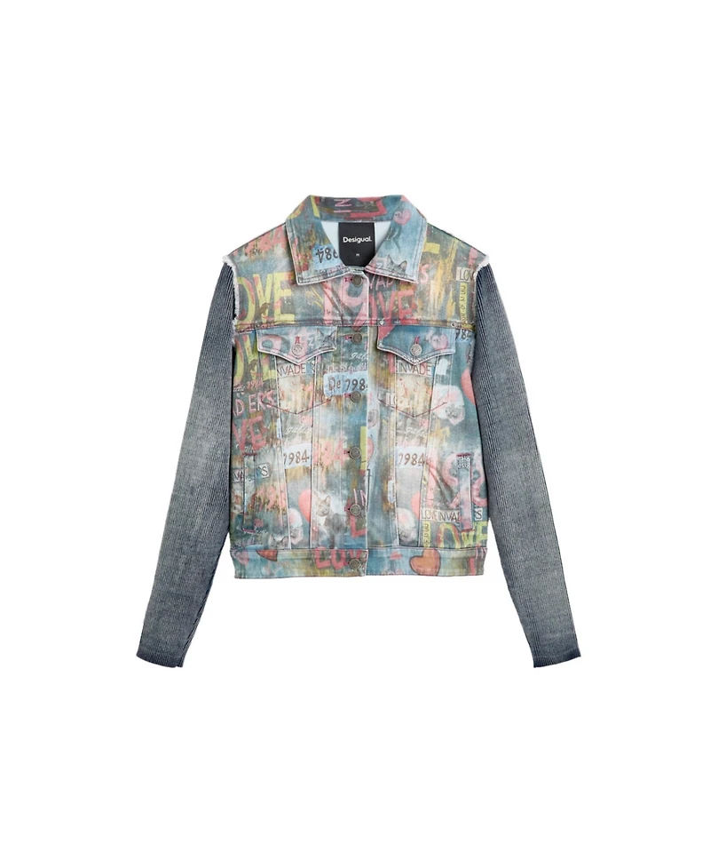 Desigual Women's Printed Short Denim Jacket