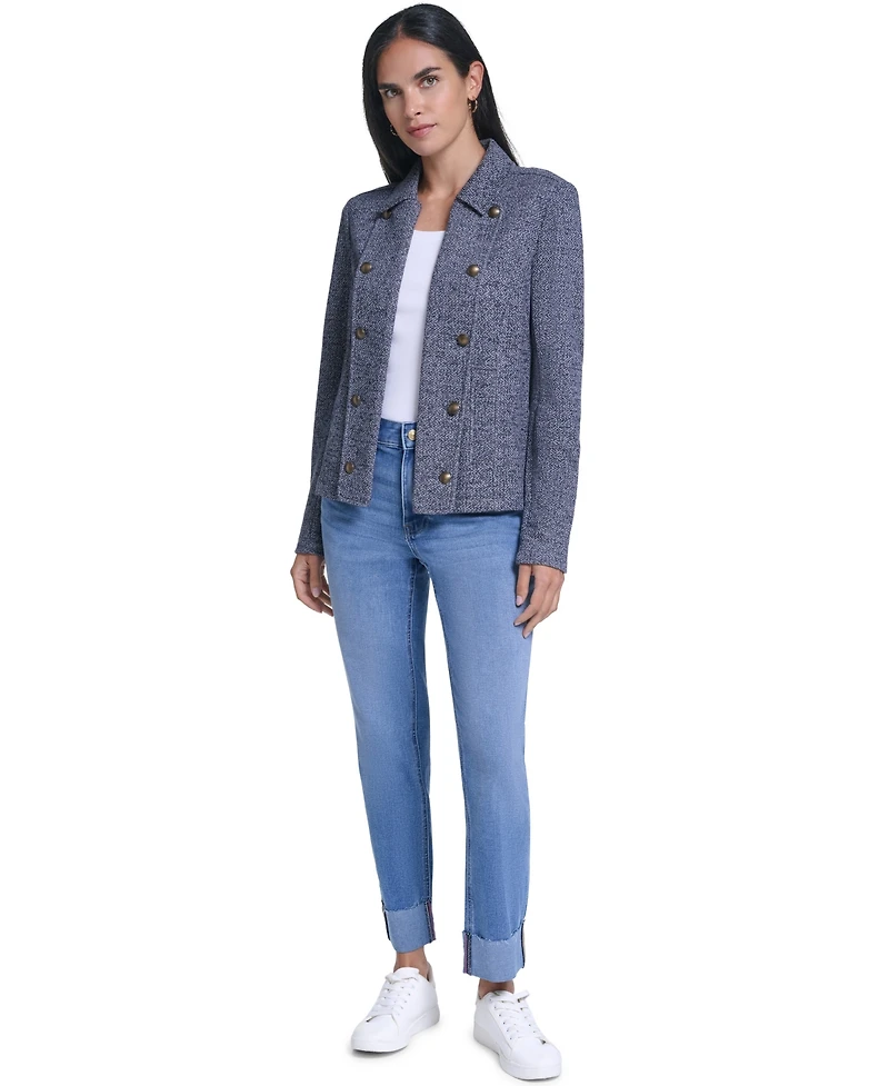 Nautica Women's Marled Band Double-Breasted Jacket