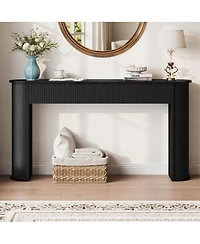 gaomon Fluted Console Table, 59 Inch Wood Mid Century Modern Entryway Sofa Table for Living Room or Hallway