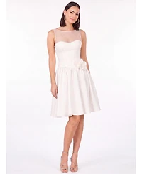 Lara Women's Illusion Neck Bridal Midi Dress