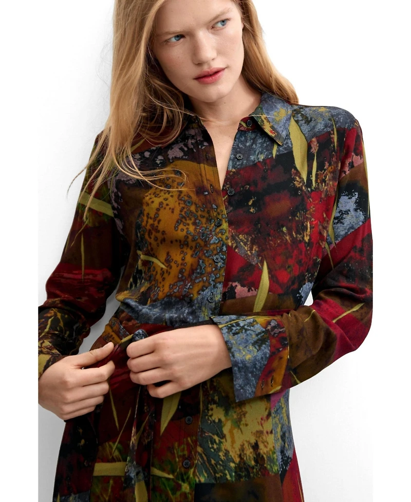 Desigual Women's Long-Sleeve Belted Midi Dress