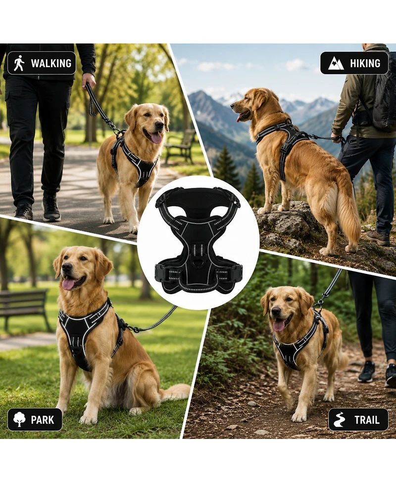 ProMounts Reflective No Pull Dog Harness with Front and Back Leash Clips