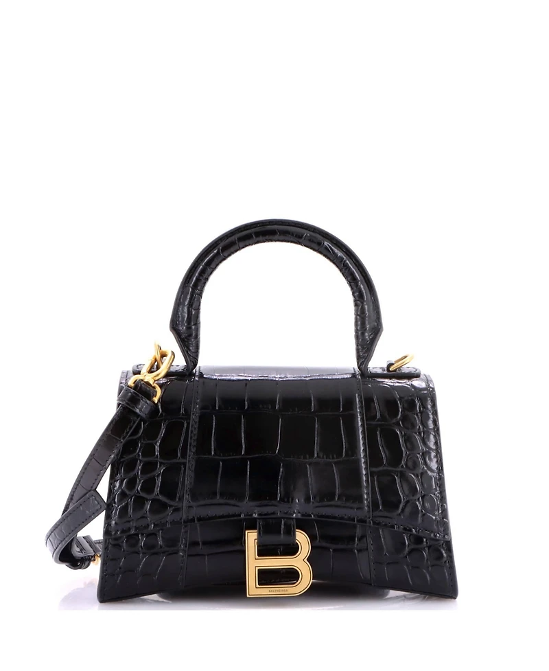 Pre-Owned Balenciaga Xs Hourglass Top Handle Bag Embossed Leather