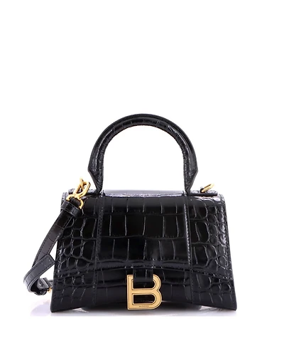 Pre-Owned Balenciaga Xs Hourglass Top Handle Bag Embossed Leather