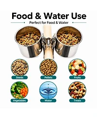 ProMounts Bird Feeding Cup Set (3 Pairs) Stainless Steel Twin Cage Feeders for Food and Water | Small, Medium and Large Bird Cups