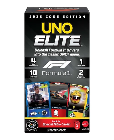 Mattel Uno Elite Formula 1 2025 Core Edition Card Game, Ages 7+