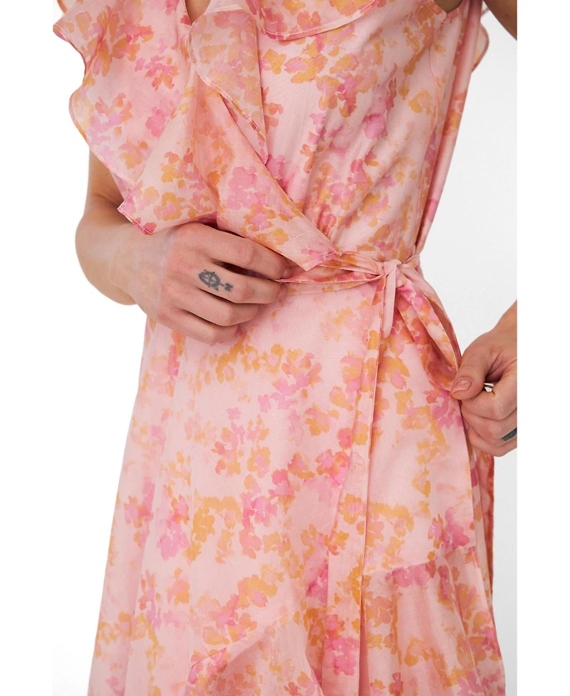 Cras Women's Landon Floral-Print Wrap Ruffle Midi Dress