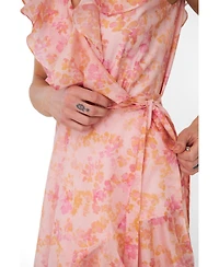 Cras Women's Landon Floral-Print Wrap Ruffle Midi Dress