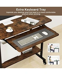 Costway Computer Desk Rolling Laptop Cart Writing Workstation with Keyboard Tray