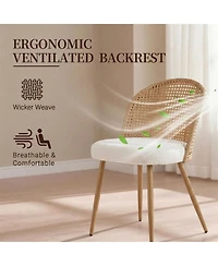 Clihome Modern Farmhouse Wicker Soft Dining Chairs Set of 2