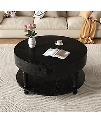 Clihome 31.5" Modern Round Coffee Table with Storage for Living Room,Adjustable Leveling Feet, Easy Assembly