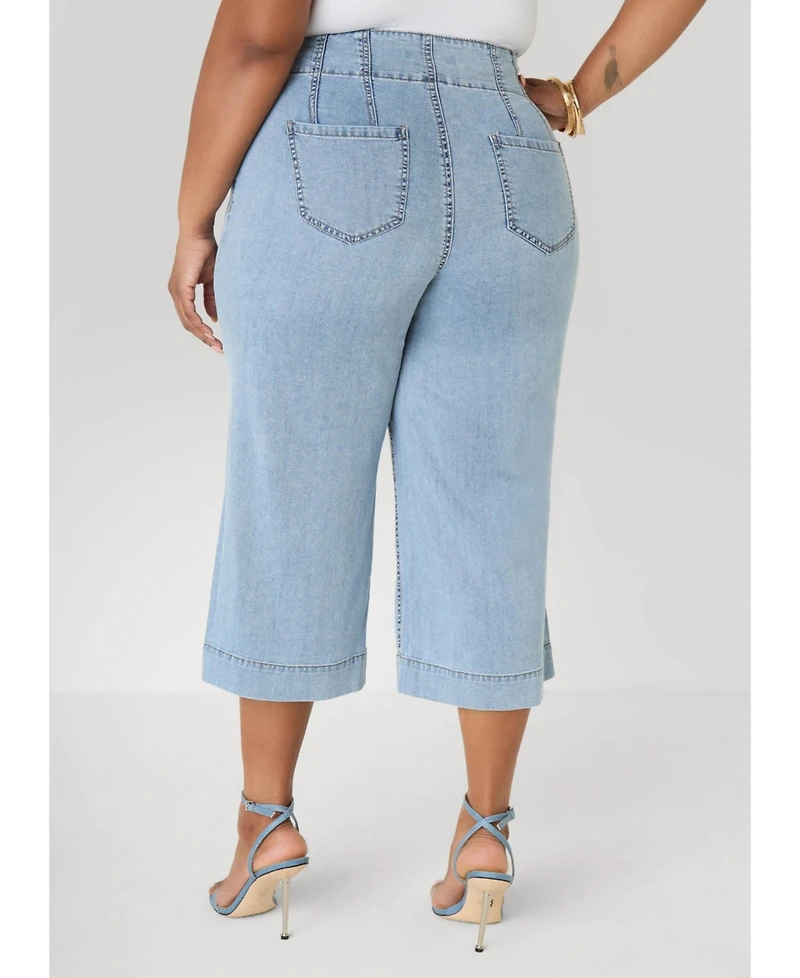 Ashley Stewart Women's Plus Sizes Braided Chambray Capris