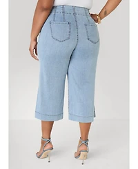 Ashley Stewart Women's Plus Sizes Braided Chambray Capris