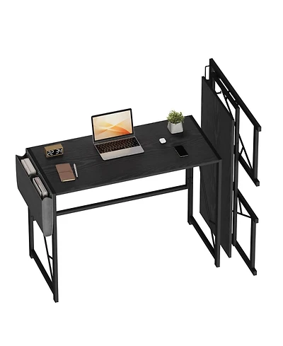 gaomon 39.4" Folding Computer Desk, Home Office Work Desk with Storage Bag and Hook, Foldable Table Gaming Study Writing Desks for Bedroom