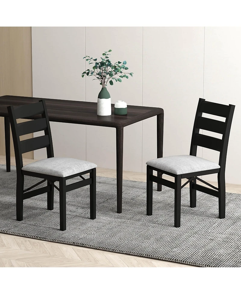 Costway Folding Chairs Set of 4 Upholstered with Comfy Backrest Padded Seat