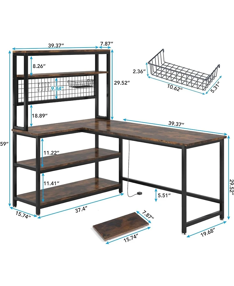 Tribesigns 55" L-Shape Computer Desk with Hutch