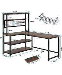 Tribesigns 55" L-Shape Computer Desk with Hutch