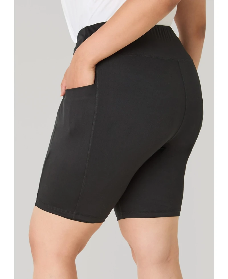 Ashley Stewart Plus High-Waisted Cell Phone Pocket Biker Shorts, 9" Inseam