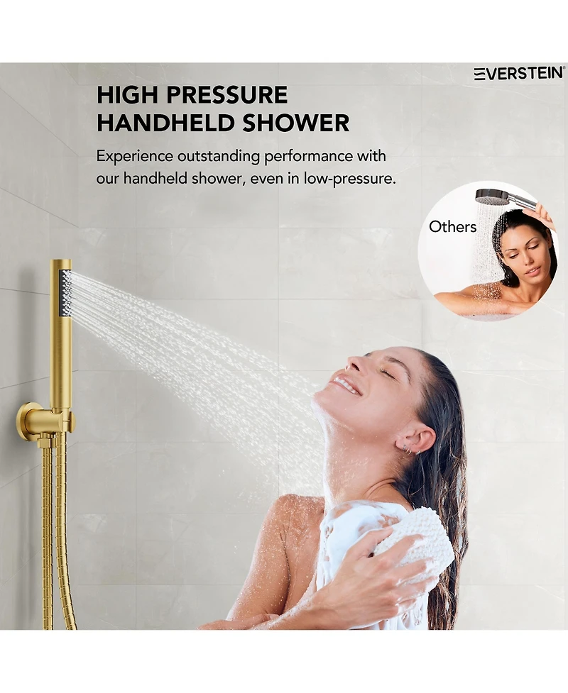 Everstein Ceiling Mount High-Pressure Rainfall Shower Faucet Dual Showerheads System with Rough-in Valve Handheld