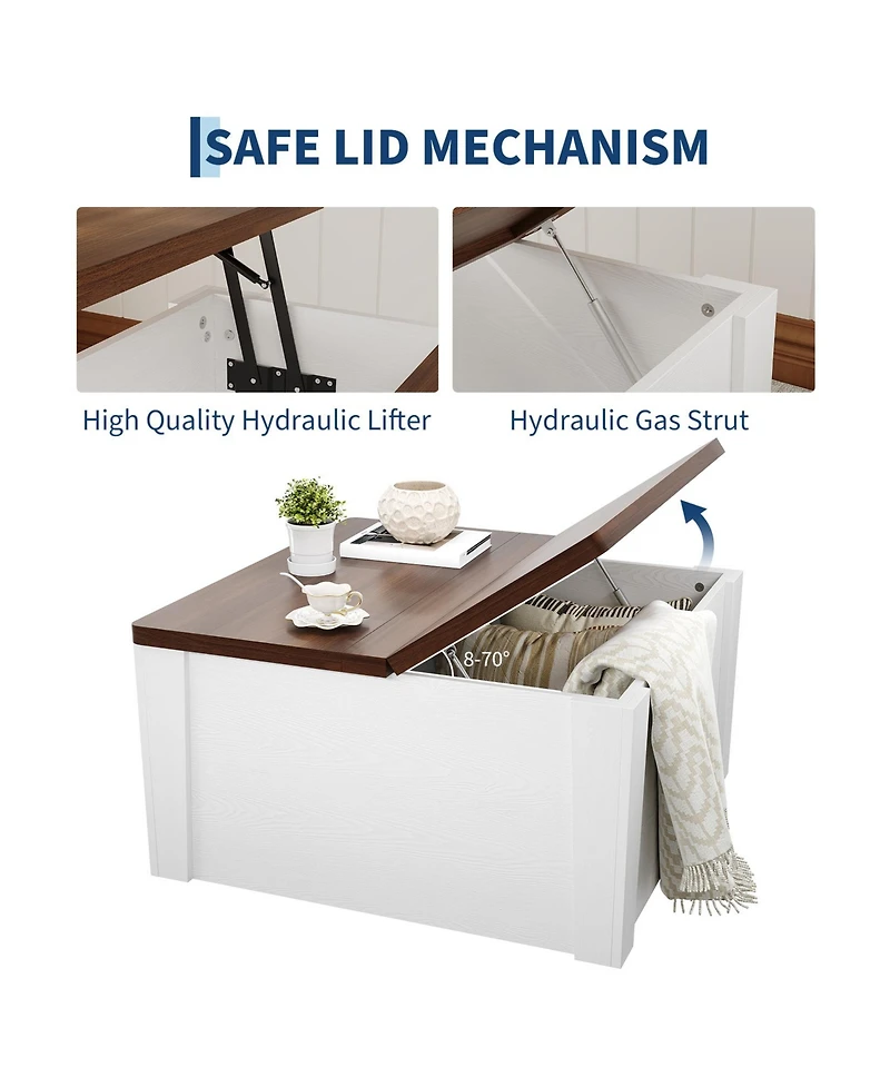gaomon Farmhouse Square Coffee Table-Turn over-Top Hidden Storage Compartment, Gas Struts, Drawers, Easy-Clean Walnut Wood Grain