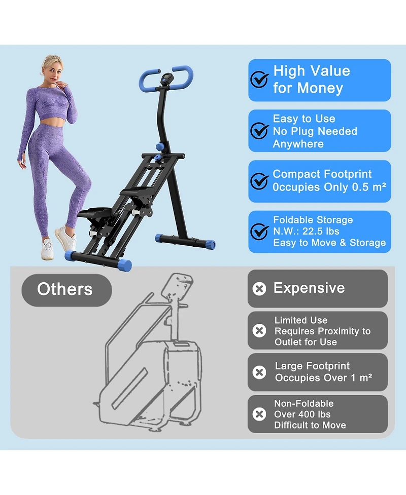 Sevorley Vertical Climber Exercise Machine with Lcd Monitor, Foldable Full Body Cardio Trainer, Non-Slip Pedals