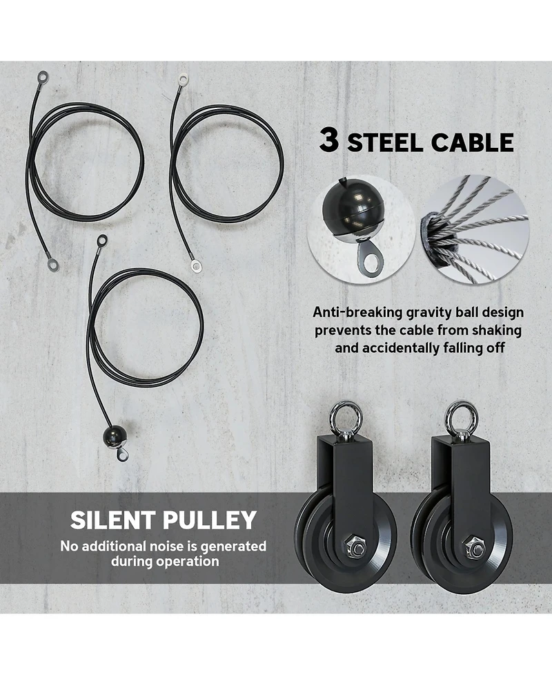 Sevorley Home Gym Pulley Cable System with Lat Pulldown Bar, Dual Silent Pulleys, and Loading Pin