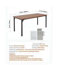 Slickblue Rectangle Dining Table with Iron Frame for Kitchen and Living Room