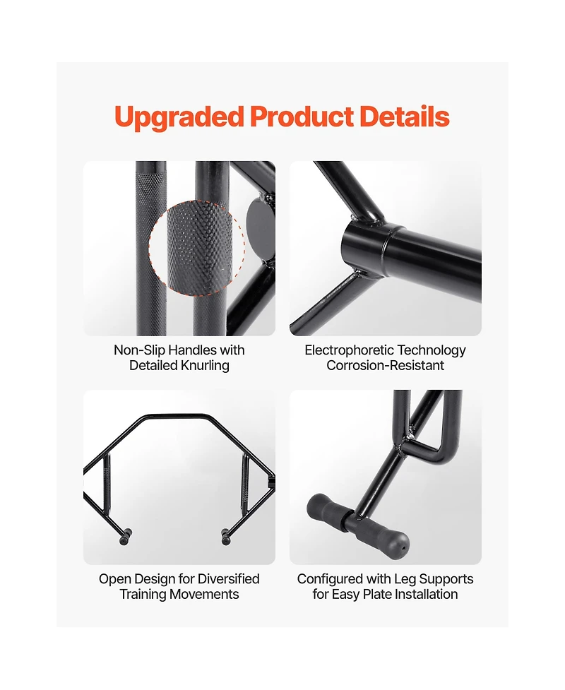 Sugift Open-Ended Hex Trap Bar 2-Inch 800 Lbs Capacity with Knurled Grips for Strength Training