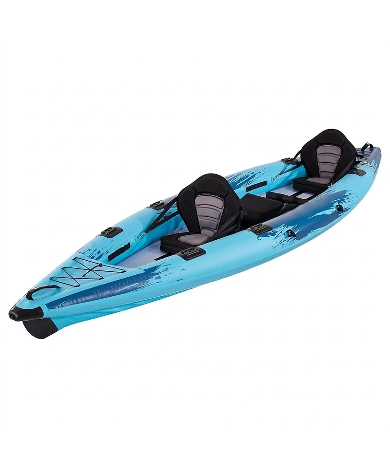 Hongge 2-Person Inflatable Recreational Kayak 700 lbs Capacity with Drop-Stitch Floor Paddles and Hand Pump