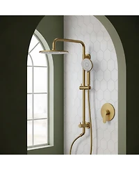 Everstein Wall Mount Pressure-Balanced Shower System 10" Rainfall Head with Slider Bar Handheld Spray
