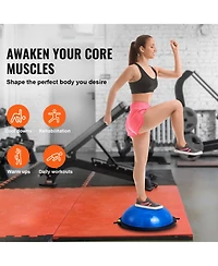 Sugift 26 in Half Exercise Ball Trainer 1500lbs Capacity Stability Ball with Resistance Bands Foot Pump