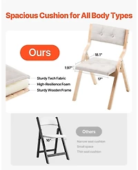 Sugift Set of 4 Wooden Folding Chairs with Cushion Padded Dining Chairs for Kitchen Office Wedding Party