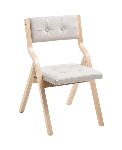 Sugift Set of 4 Wooden Folding Chairs with Cushion Padded Dining Chairs for Kitchen Office Wedding Party