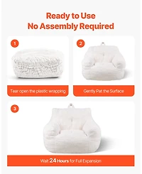 Sugift 3 Feet Bean Bag Chair with Soft Armrests Storage Pocket 25D Memory Foam Teddy Velvet Cover