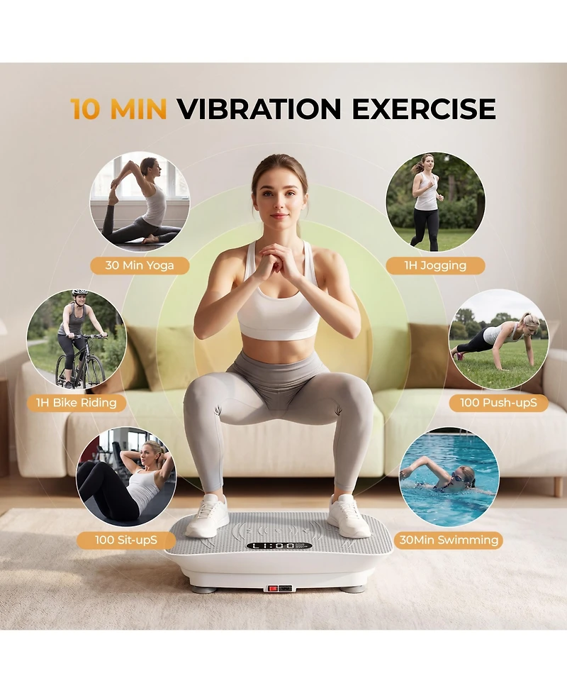 Sugift Whole Body Vibration Plate Exercise Machine with Bluetooth, Remote, Resistance Bands, 450lb Capacity