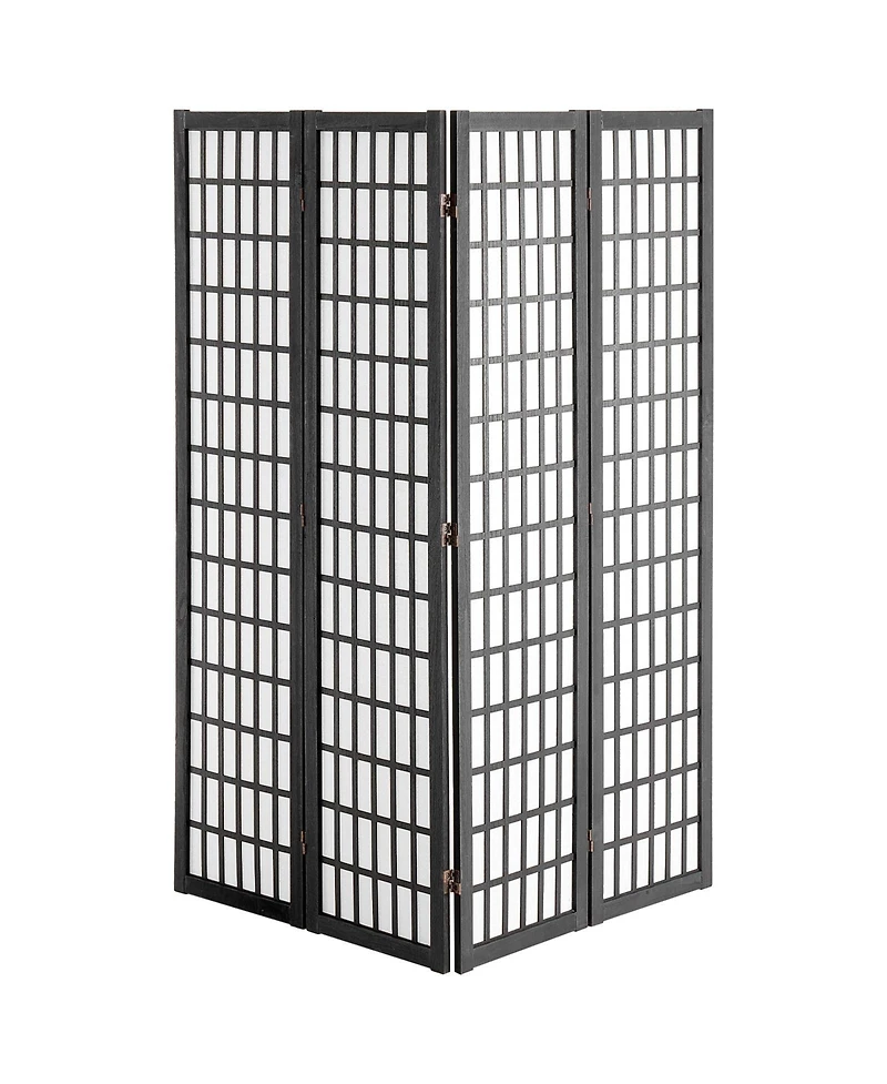 Slickblue Wood Folding Privacy Room Divider Screen 4 Panel Partition for Indoor Home Office Decor