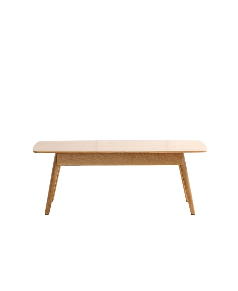 Flynama Solid Wood Coffee Table Oak Center Table with 2 Drawers Study Living Room Desk Natural Wood