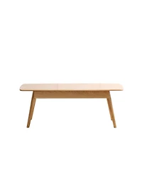 Flynama Solid Wood Coffee Table Oak Center Table with 2 Drawers Study Living Room Desk Natural Wood