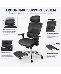 gaomon Fabric Ergonomic Office Chair with Footrest, Adjustable Height and Arms, Split Back, Manual Recline, Home Computer Chair for Adults
