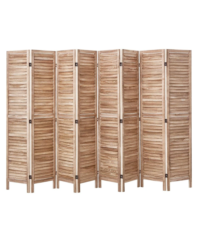 Slickblue 8 Panel Folding Wood Privacy Screen, Tall Louvered Room Divider for Bedroom Living Office