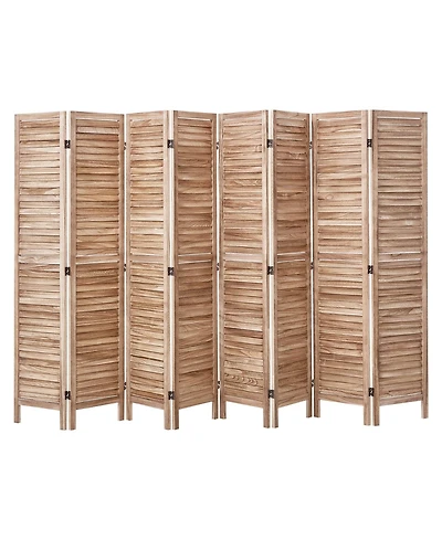 Slickblue 8 Panel Folding Wood Privacy Screen, Tall Louvered Room Divider for Bedroom Living Office