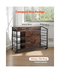 Slickblue 2 Drawer File Cabinet with Lock and Open Storage Shelves