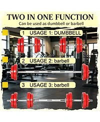Sevorley 44 lb Adjustable Dumbbell and Barbell Set, 2-in-1 Free Weight Kit with Plates, Connecting Rod and Spin Lock Nuts
