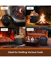 Sugift 2-Piece Metal Ash Bucket Set with 11.5 Gal and 8.5 Gal Buckets for Fireplace and Fire Pit