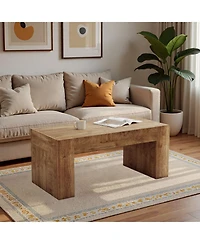 Flynama 48 Inch Farmhouse Wooden Coffee Table with Hidden Drawer