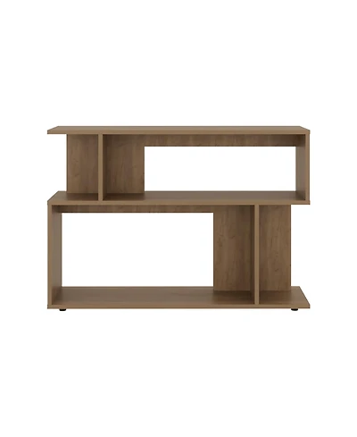 Flynama Asymmetrical Sofa Side Table with Open Storage and Top Shelf