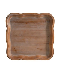 Flynama French Country Square Accent Table, Distressed Faux Wood Hourglass Base End Table, 18.75"W×18.75"D×25"H